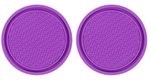 sourcing map Lot de 2 dessous de verre universels en PVC antidérapant pour porte-gobelet, accessoires d'intérieur de voiture, violet