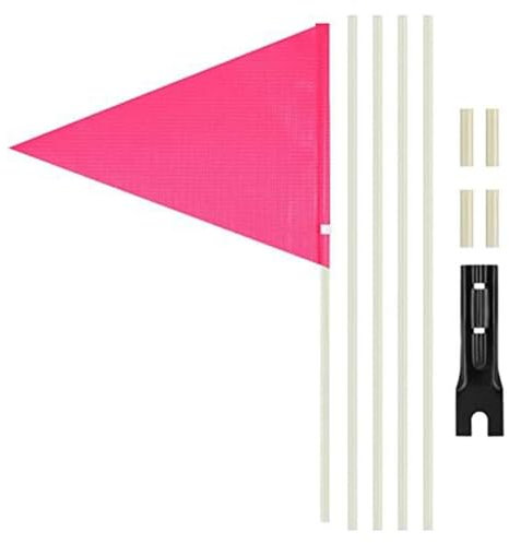 Okeeyseda Fahrrad-Sicherheitsflagge mit Stange, Reflektierende Fahrradanhänger-Sicherheitsflagge mit Fahrradhalterung, Fahrrad-Sicherheitsflagge, Rosa
