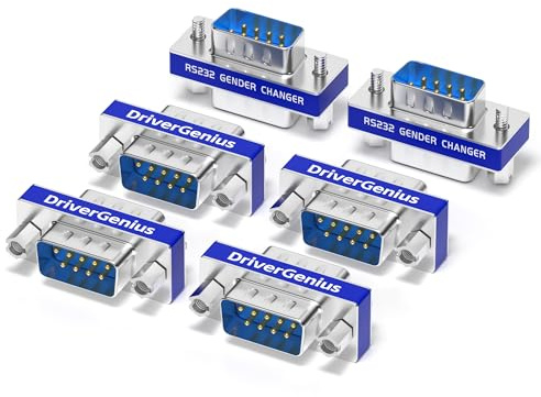 DriverGenius 9-Pin Serieller RS232 Gender-Changer -Stecker/Stecker Adapter (Metall, RS232M2M-6A, 6 Stück/Packung)