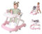 Trotteur 4 en 1 pour bébé avec plateau d'alimentation amovible et plateau à musique, trotteur d'activité pliable pour garçons et filles de 6 à 18 mois (Rose-60 * 55 * 70cm)