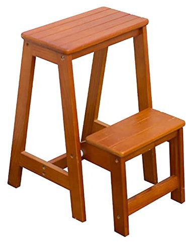 Scaletta in Legno, Sgabello per Uso Domestico, scaletta Pieghevole a 2 gradini, Leggera e Pieghevole per Interni ed Esterni, per Cucina, casa, soppalco, Campeggio, capacità di 150 kg.