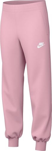 NIKE Sportswear Club Fleece Passgenaue Hose Mit Hohem Taillenbund Für Ältere Kinder (Mädchen), Medium Soft Pink/Medium Soft Pink/Weiß, FD2921-690, S