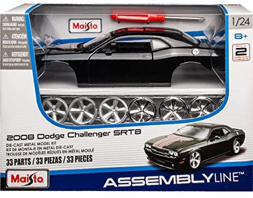 alles-meine.de GmbH Dodge Challenger SRT LC Coupe Schwarz Ab 2008 Bausatz Kit 1/24 Modell Auto mit individiuellem Wunschkennzeichen