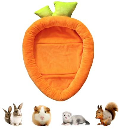 MiOYOOW Meerschweinchenbett, Kaninchenbetten in Karottenform, Maschinenwaschbar Warmes Kissen für Kleintiere mit Anti-Rutsch Gummi für Hamster, Frettchen, Igel, Chinchillas