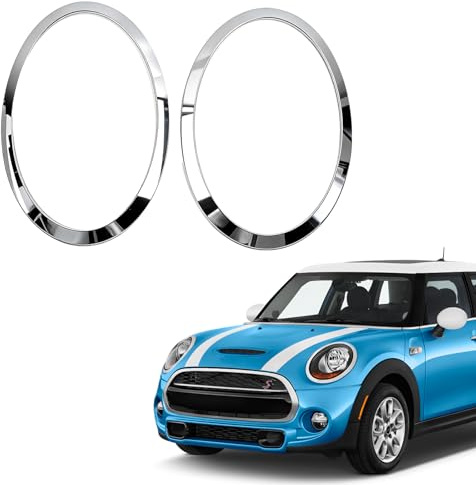 YedZen 2 Stück Scheinwerfer-Zierring für Mini Cooper F55 F56 F57 2014-2021 | 51137300631, 51137300632, 51712355791, 51712355798 | Auto Scheinwerferabdeckungsleisten Ersatz