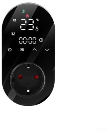 WiFi Smart Programmable Thermostat Socket with Touchscreen and Temperature Probe,Heating and Cooling Modes for Electric Floor Heating,Attics,Swamp Coolers,Dual Internal External Sensors,App Contr(1)