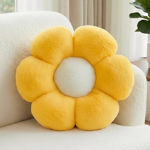 Aryan Blumenkissen, Gelb Deko Kissen Bodenkissen Mädchen Kinder Frauen Aesthetic Zierkissen für Car Bett Sofa Chair Room Dopamin Decor Geschenke 38cm (Gelb)