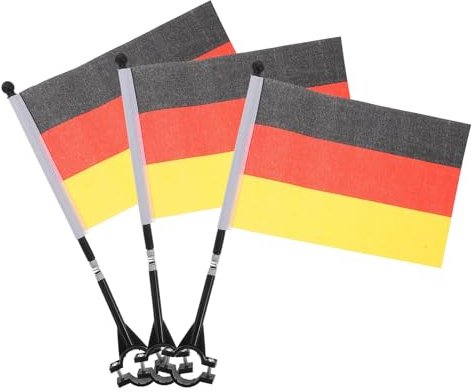 OHPHCALL 3 Stück Fahrradflaggen Deutschland mit Stange Strapazierfähige Fahrradfahne Wetterbeständig Einfache Montage für Fahrrad Motorrad und Outdoor