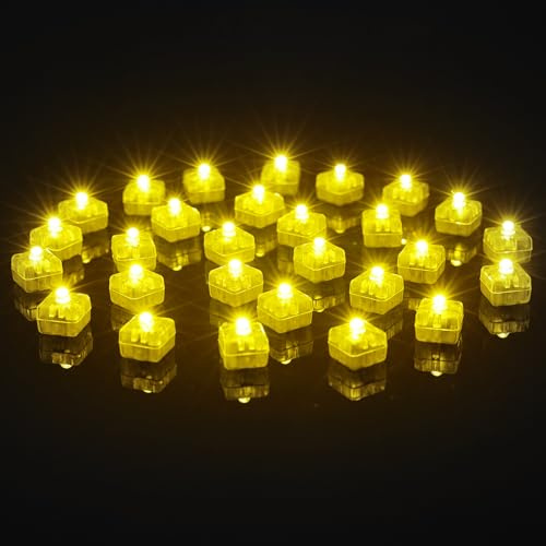 AUAUY 30 Stück LED Ballons Lichter, Mini Leuchtkugeln, Quadrat, Warmweiß | Mini LED Licht Leuchtkugeln, Ballonlichter, Weihnachtsdeko, für Papierlaterne, Weihnachten, Hochzeit, Geburtstag, Party Deko