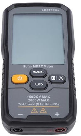 Luocute Testeur de Panneau Solaire, Compteur de Puissance 2000 W avec écran LCD pour Panneau Photovoltaïque Mesurant la Tension en Circuit MPPT Automatique Manuel Wattmètre de Point de