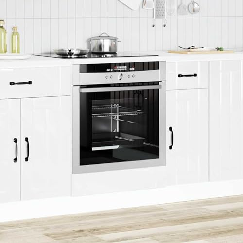 ATOMSTACK MAKER Lucca - Armario para horno y microondas, color blanco brillante, 60 x 46 x 81,5 cm, ahorra espacio, patas ajustables, soporta hasta 50 kg