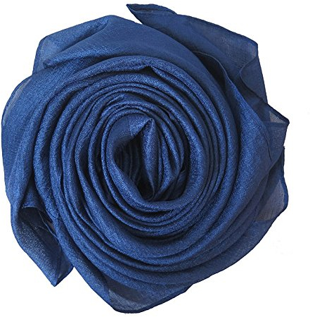 Lina & Lily Damen Langer Schal Stola Federleicht mit Glanz-Schimmer (Indigoblau)