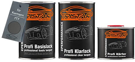 TRISTARcolor Autolack Set Dose spritzfertig für Karmann 7T7 Dunkelgrau Metallic Basislack + 2K Klarlack 2,5L