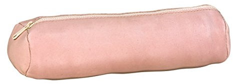 ELBA Fourre-Tout Rond 22x6cm a Fermeture Eclair Cuir Teinte Rose pa¢le