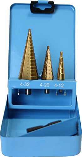 Exklusive Metall Schritt Bohrer Set 3 pcs, 4–32 mm, Titan, HSS Stahl (COR C6265)