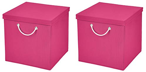 StickandShine 2er Set Pink Faltbox 30 x 30 x 30 cm Aufbewahrungsbox faltbar mit Kordel und mit Deckel