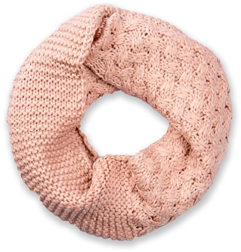 styleBREAKER Unisex Strick Loop Schal mit Mustermix, Uni Feinstrick Schlauchschal, Winter Strickschal 01018153, Farbe:Altrose