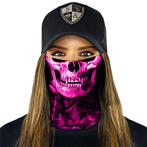 SA Fishing Face Shield Halstuch Multifunktionstuch Schutzmaske Totenkopf Schal Gesichtsmaske Sturmhaube Bandana Ski Motorrad - Stealth Tech | Pink Crow