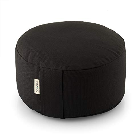 basaho WHEEL Zafu Meditationskissen Yogakissen | Bio-Baumwolle | Buchweizenschalen | Abnehmbarer und waschbarer Bezug (Zen Schwarz)