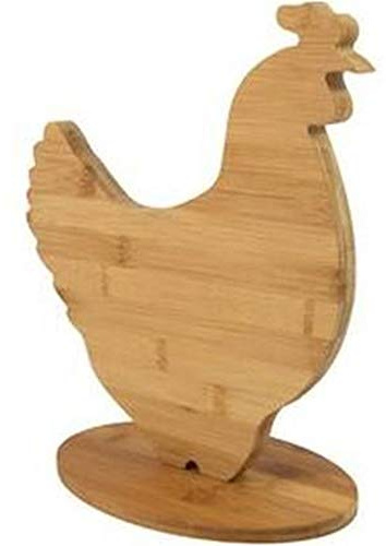 Fisura. Hm1222 Schneidebrett mit Ständer Hahn Huhn Holz Bambus Beige H31 x 15 x 27,5 cm