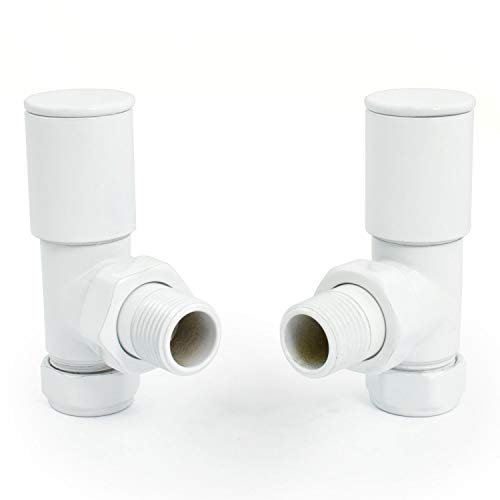 Hot Flow | Nixie Modern Angled Manual Radiator Valves (Pair (White)