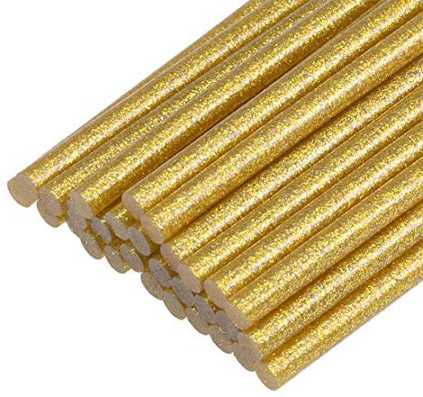 sourcing map 30pcs Mini Hot Glue Gun Sticks 7mm x 100mm High Sticky Small Hot Glue Sticks for Glue Gun, Glitter Gold