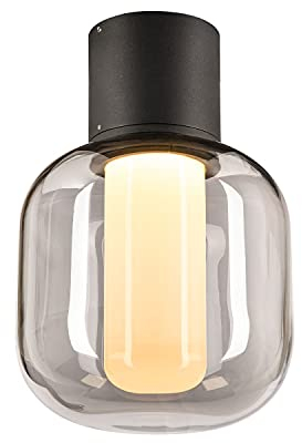 SLV Deckenaufbauleuchte OVALISK CL / Beleuchtung für Wände, Wege, Eingänge, LED Spot außen, Aufbau-Leuchte Outdoor, Gartenlampe, Decken-Strahler / IP65 7.5W 540lm anthrazit 1004677