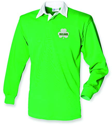 Super Lemon Irland-Rugby-Shirt für Erwachsene, exklusives Retro-/Vintage-Stil, Unisex, grün, langärmelig, ideal für Irland-Rugby-Fans für 6 Nationen und Weltmeisterschaft Gr. XL, Grün - Irish Green