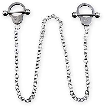 Fly Style - Handschellen Nippelpiercing aus 316L Edelstahl - BDSM Schmuck - Brustwarzenpiercing mit Kette, Innendurchmesser:10mm