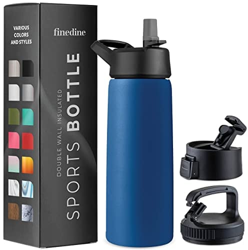 Triple-Insulated Stainless Steel Water Bottle with Straw Lid - Flip-Top Lid - Wide-Mouth Cap (25 oz) Insulated Water Bottles, Keeps Hot and Cold - Sports Canteen Water Bottle