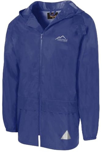 Outdoor Regenjacke Laufjacke Fahrradjacke mit Kapuze und 3M Scotchlite Reflektoren beidseitig für maximale Sicherheit Farbe Marine Größe 7/L