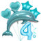 Delfin Blau Junge Folienballon 4.Geburtstag Junge Blau Delfin Luftballon Set XL Zahlen Ballon Zahl 4 Folienballon Meerestier Luftballons Numbers 4 Foil Balloon 4 Jahre Junge Sternfolie Luftballon