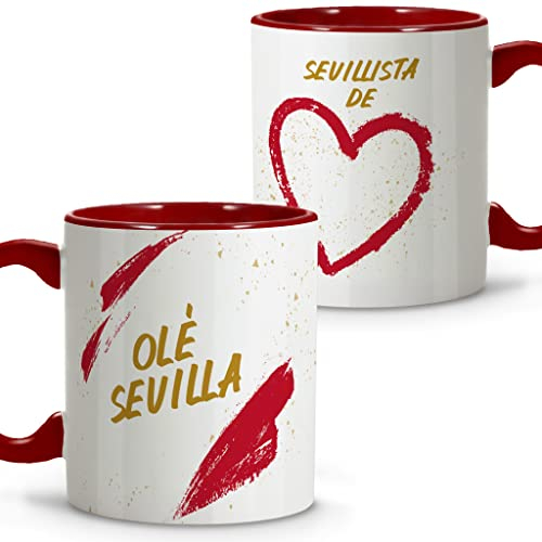 LolaPix Taza Sevilla. Tazas Originales para Regalar. Taza Desayuno fútbol. Taza de cerámica 330ml. Varios diseños.