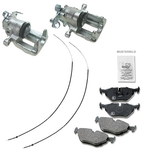 ATEC Germany 2x Bremssattel hinten links und rechts Bremszange Faustsattel ohne Halter + Bremsbeläge hinten + Handbremsseil, Kompatibel mit VW CORRADO (53I), GOLF 3 (1H1) (1E7), GOLF 4 Cabrio (1E7), V