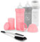 Twistshake Anti-Colic Baby Bottle Set with Milk Powder Container and Mixer - Set of 3 | Includes 1 Cleaning Brush | Fast Flow Silicone Teat | San BPA | 2 Months+ | Pink Purple