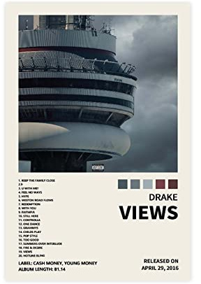 Drake Poster Ansichten Musikalbum Cover Poster Leinwand Poster Schlafzimmer Dekor Sport Landschaft Büro Zimmer Dekor Geschenk Unframe:30 x 45 cm