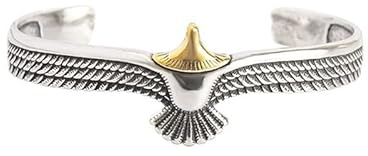 Gionatan Shop Adler Manschettenarmband für Damen Herren Punk Silber und Gold Farbe verstellbarer offener Wikinger Indianer Armreif