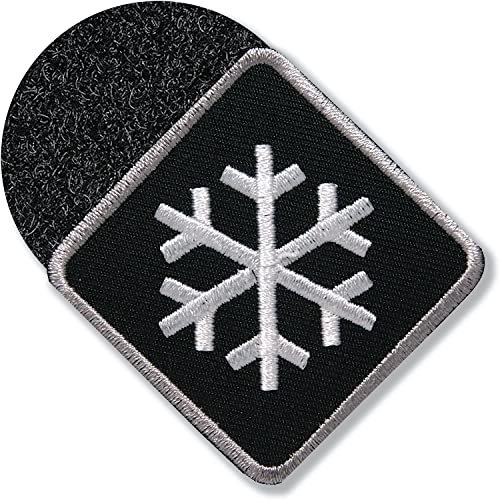 Klettpatch - Schneeflocke Patch 46 mm gestickt/Winter Wintersport Skifahren Schnee Erwachsene/Patches Applikation zum kletten aufkleben auf Kleidung Rucksack/Club of Heroes (Schwarz-Weiss)