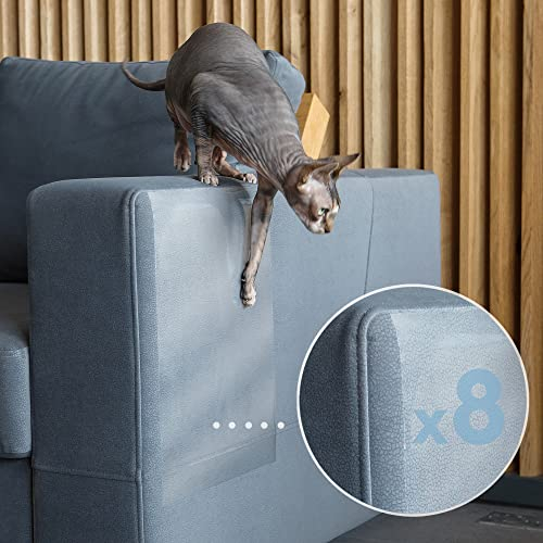 PROTECTO Kratzschutz Sofa Katze - 8-Pack 40x30 cm Selbstklebende Anti Kratz Folie für Katzen - Transparentes Klebeband für Sofabeine und Ecken - Kratzfester Sofa Katzenschutz