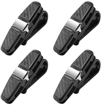 Youery Brillenhalter Auto, 4 Stück Brillenhalter für Auto Sonnenblende, Sonnenbrillen Brillen mit Kartenkarten Clip, 180°Rotational Auto Visor Sonnenbrille Clip, Universal Doppelenden Brillenhalterung