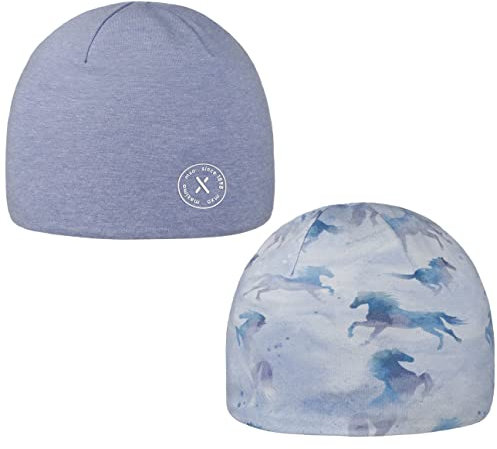 maximo Free Horses Kids Wendemütze Kindermütze Beanie Kinderbeanie Kinder - Made in Germany mit Futter, Futter Sommer Frühling-Sommer - 55 cm hellblau