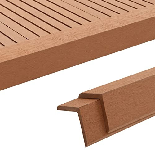 INLIFE 45018 Lot de 5 plinthes d'angle de terrasse WPC 170 cm Marron clair 5,86 kg