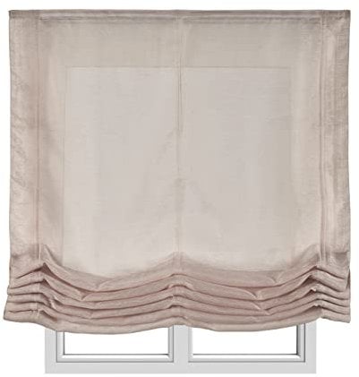 STORESDECO Raffrollo mit Stangen 175H x 150B - Waschbares Faltrollo zum Bohren inkl. Montagematerial - Lichtdurchlässige Roman Blinds mit Kindersicherung für Fenster & Türen - Gardinen Rollo Küche