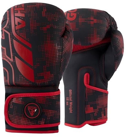 Gotchakart Guantes de boxeo para hombre, guantes de artes marciales mixtas, kickboxing, sparring, guantes de entrenamiento para saco de boxeo, guantes de boxeo rojos de 8 onzas para mujer