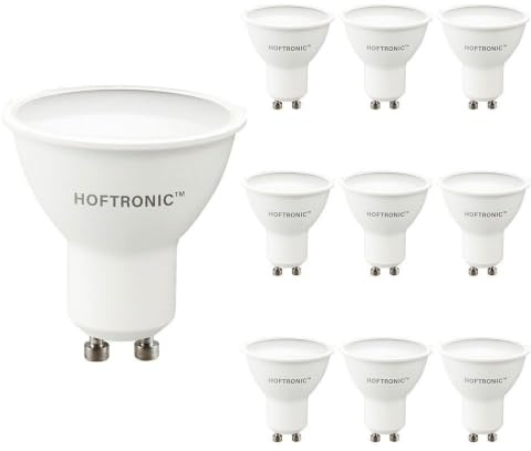 HOFTRONIC - 10x LED GU10 Spot - 4,5 Watt 400 Lumen - 6500K Tageslichtweiß - LED reflektor - Ersetzt 50 Watt - 110° Abstrahlwinkel - lampen - Leuchtmittel - GU10 Fassung