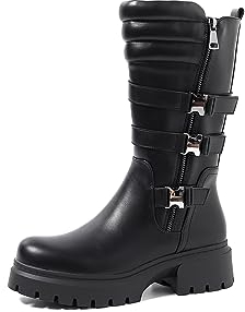 QUEEN HELENA Stivaletti Biker Stivali con Zip Laterale Donna X29-72 (Nero, Sistema Taglie Calzature EU, Adulto, Donna, Numero, Media, 40)