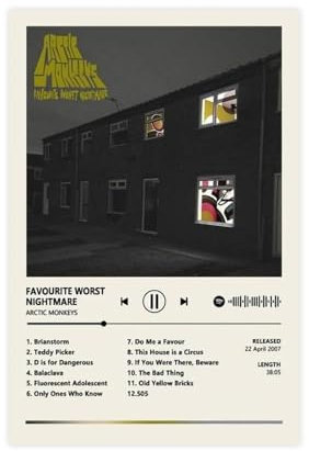 Sänger Arctic Monkeys Favourite Worst Nightmare Album Cover Leinwand Poster Wandkunst Dekor Druck Bild Gemälde für Wohnzimmer Schlafzimmer Dekoration ungerahmt 30 x 45 cm