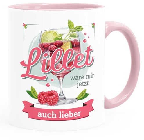 MoonWorks® Tasse mit Spruch Lillet wäre mir jetzt auch lieber Büro Alkohol Geschenk Freundin Kollegin weiss-innen-rosa standard