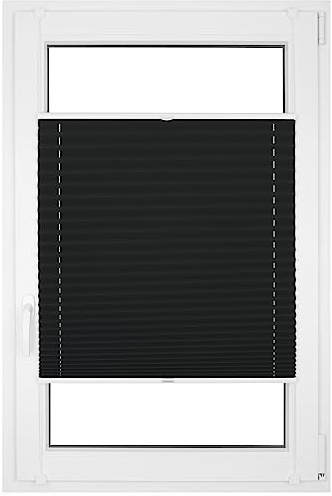 RENA Plissee ohne Bohren - Verdunklungsplissee - Klemmfix - Plisseerollo - Sonnenschutzrollo - Fensterdeko - Schwarz B40 x H120 cm