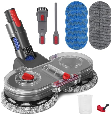 TAIKOUL Testina di Panni rotanti elettrici Compatibile per Dyson V7/V8/V10/V11/V15,Asdazrxy Testa di Mocio per Dyson con Serbatoio dell'Acqua e 8 Pezzi di Panni per Mocio (Grigio)